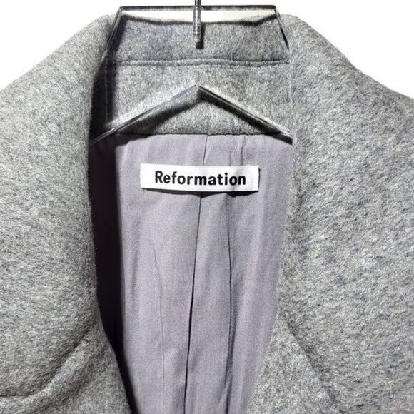 NWT Reformation Cumberland Wool Blend Double Breasted Coat in Grey - Picture 10 of 16